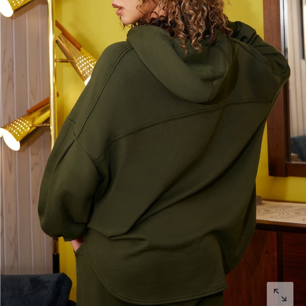 Savage X Fenty Deep Forest Green Longsleeve Oversized Pullover Xssential Hoodie - Picture 5 of 16
